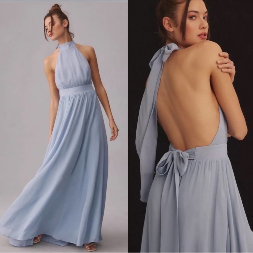 Reformation Andee Gown Maxi Dress In Blue Size 6